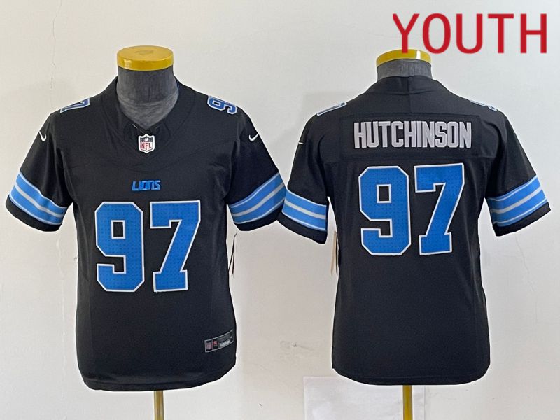 Youth Detroit Lions 97 Hutchinson Black Three generations 2024 Nike Vapor F.U.S.E. Limited NFL Jersey